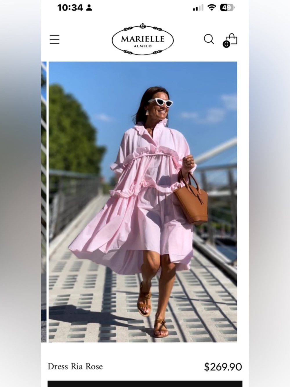 Marielle Almelo Pink Ruffle Shirt Dress